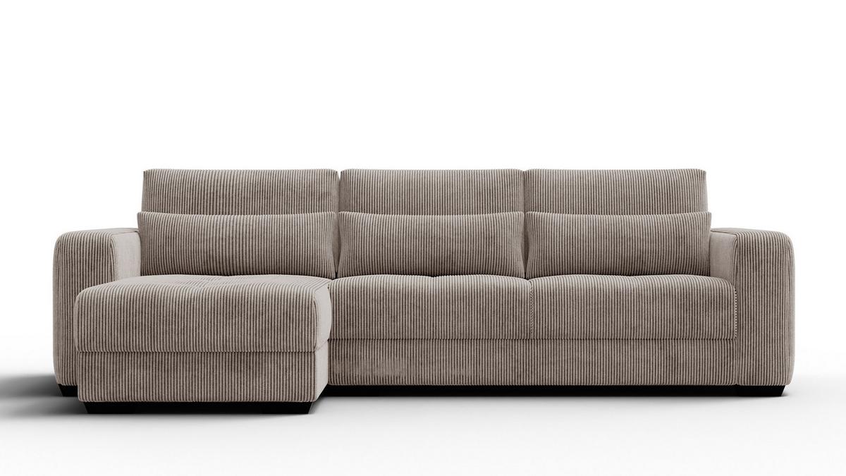 ECKSOFA OLI 4-Sitzer links, taupe - Taupe, Holz/Textil (295/172cm) - Wozimo