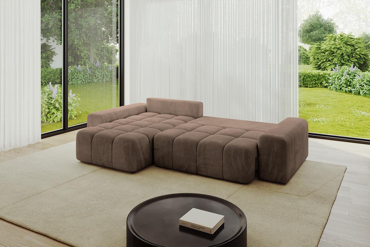 ECKSOFA Ottomane links ENIL-L 297x189x68 Braun Velours - Braun, Holzwerkstoff/Kunststoff (297/189cm) - ALTDECOR