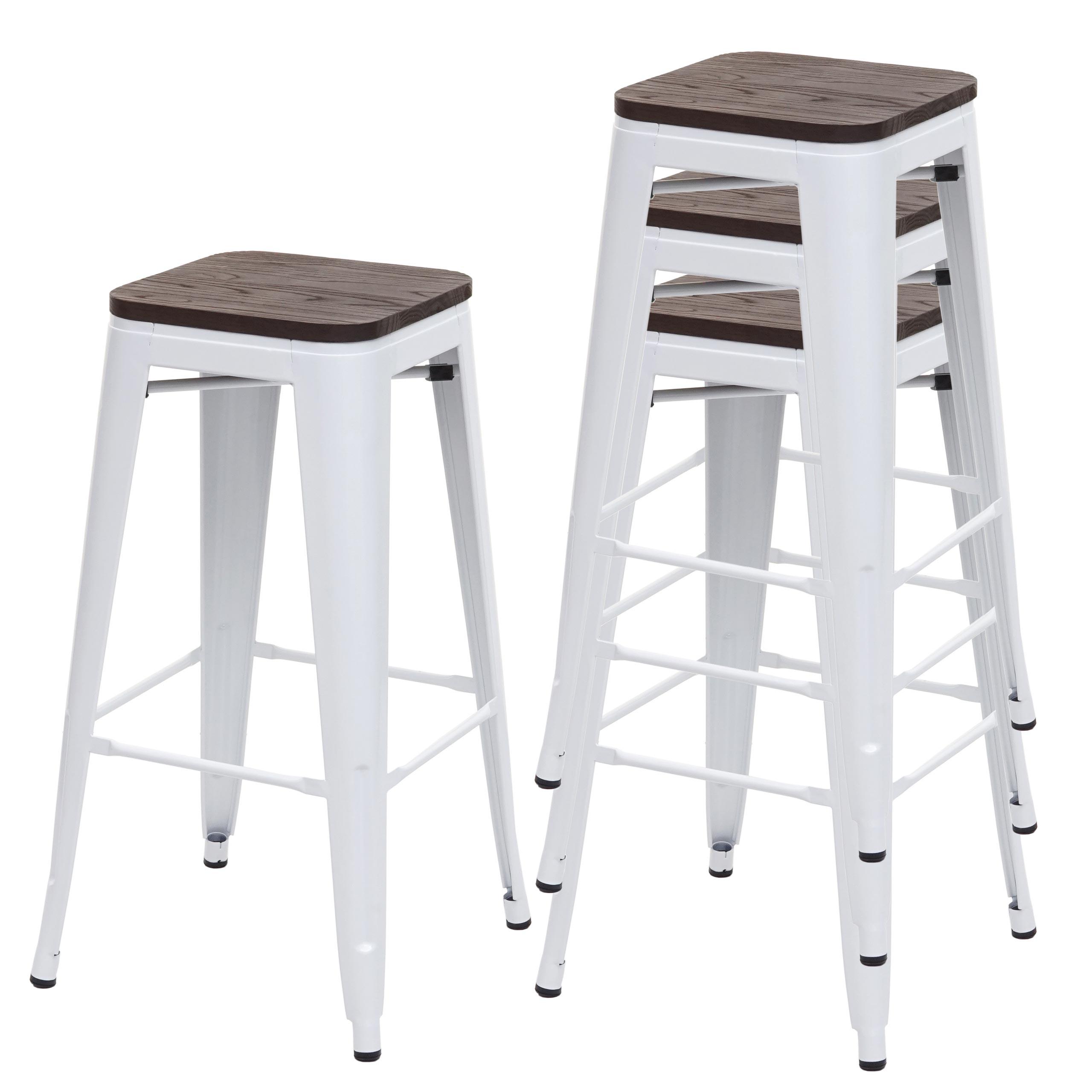 BARHOCKER Weiß 4er-Set - Weiß, Holz (42/76/42cm) - MCW