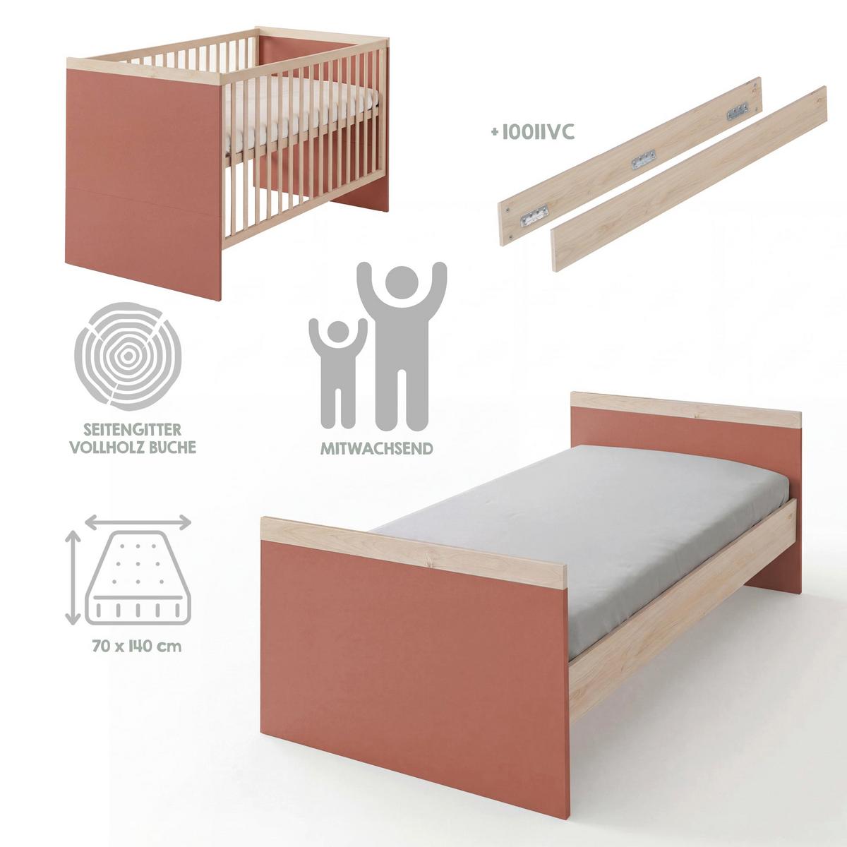 KINDERBETT Jimmy Mauve - Mauve, Holzwerkstoff (70/140cm) - Roba
