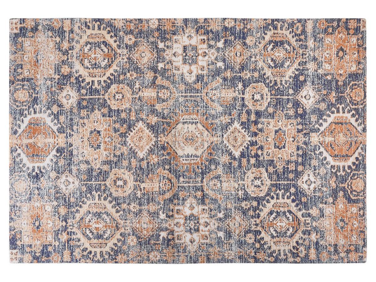 KURZFLOR-TEPPICH BAUMWOLLE Kurin 200/140 cm - Blau, Textil (140/200cm) - Beliani