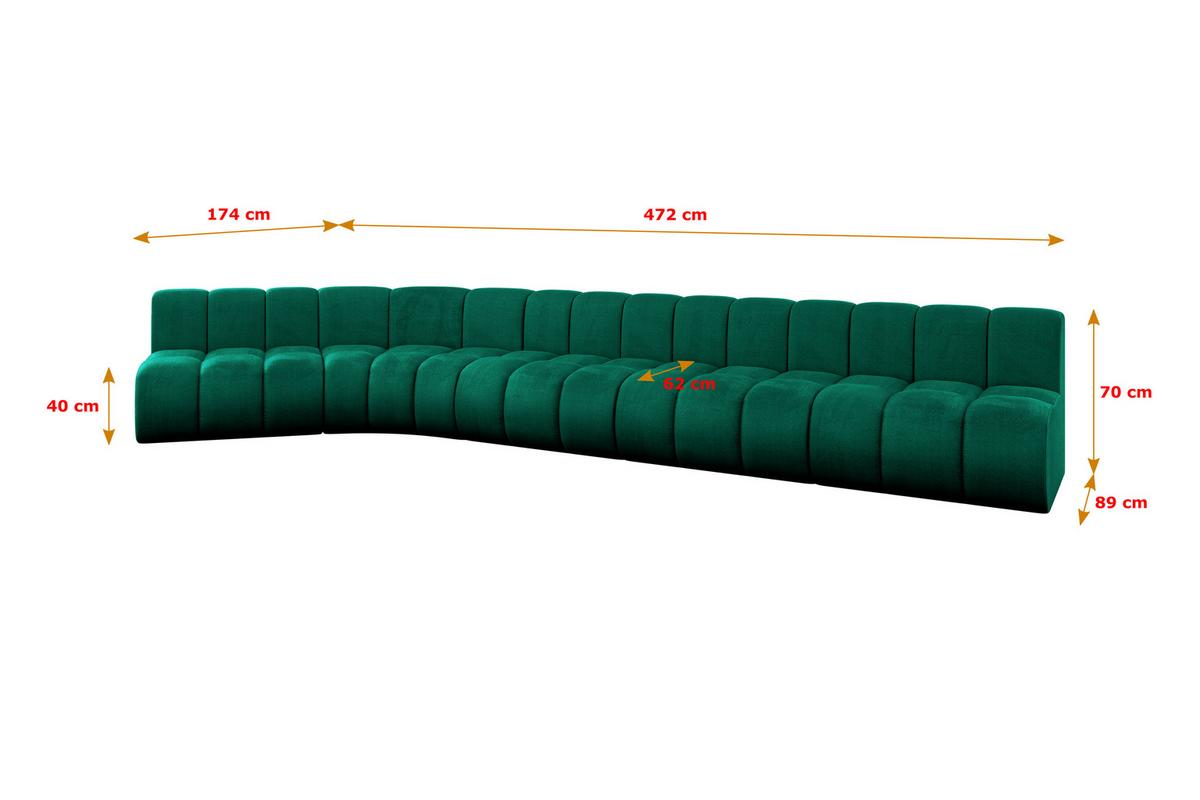 ECKSOFA modulares Sofa Montra-L3 - 472x174x70 cm Grün - Dunkelgrün, Holzwerkstoff/Textil (472/174cm) - ALTDECOR