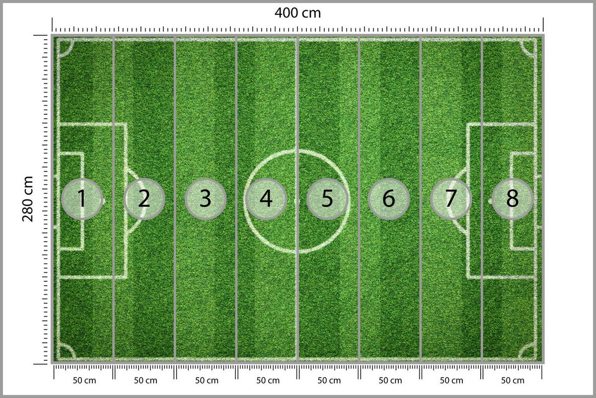FOTOTAPETE für Jugendzimmer Stadion Vogelperspektive Rasen Feld 400x280 - Weiß/Grün, Papier (400/280cm) - Muralo