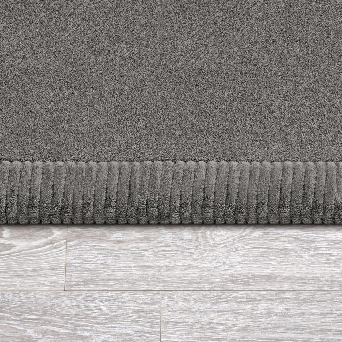 KURZFLORTEPPICH Waschbar, einfarbig, aus Polyester, Grau, Ø 80 cm - Grau, Textil (80/80cm) - KADIMA DESIGN