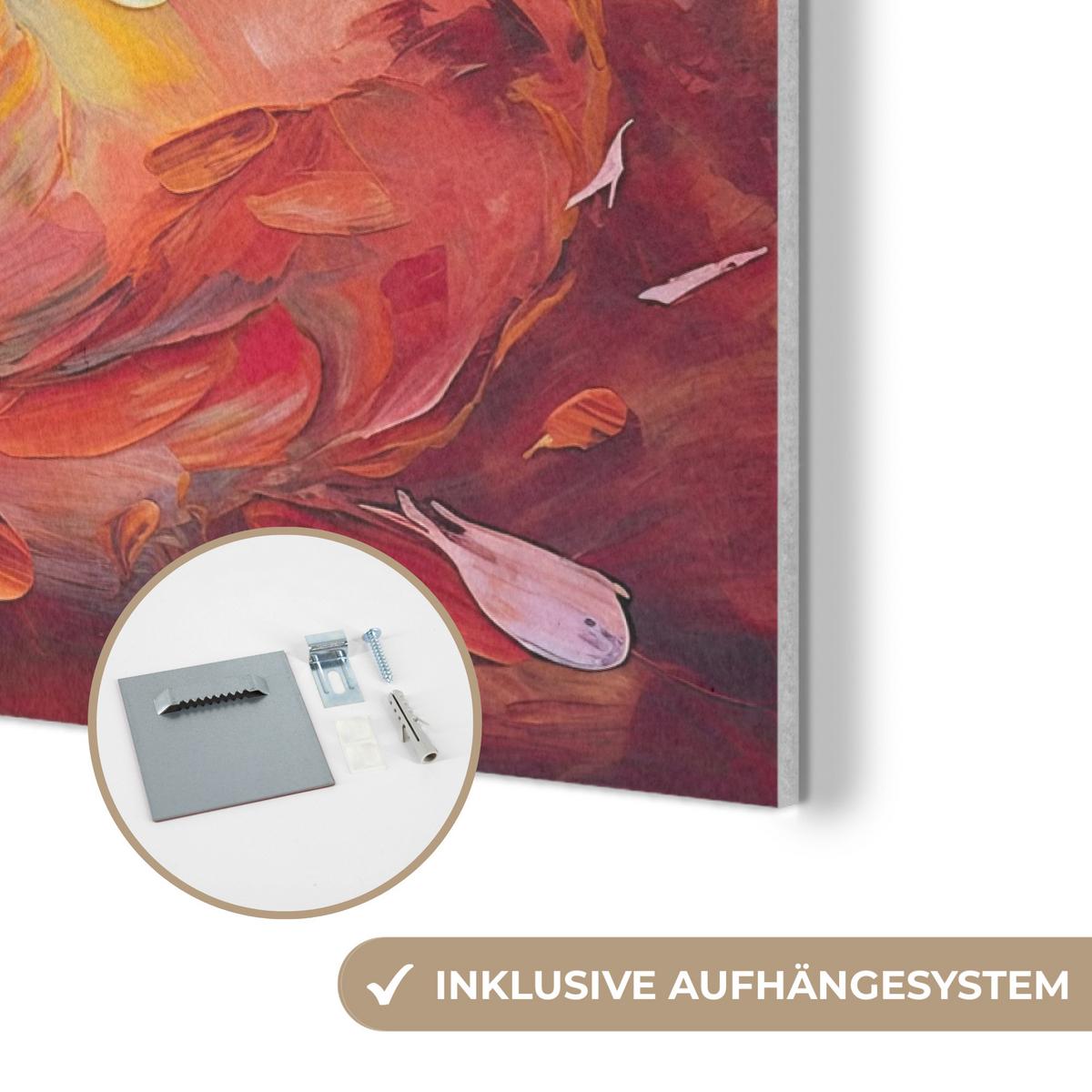 AKUSTIKBILD Ölgemälde - Kunst - Abstrakt - Farbenfroh Akustikpaneele 90x60 cm - Altrosa, Kunststoff (90/60/0.9cm) - MuchoWow