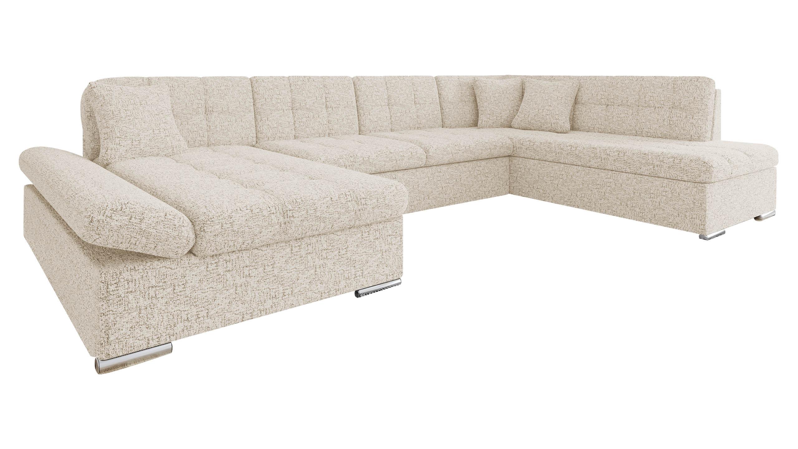 ECKSOFA Bergen, Seite: Links - Beige/Silberfarben, Holz/Textil (345/76/205cm) - MIRJAN24