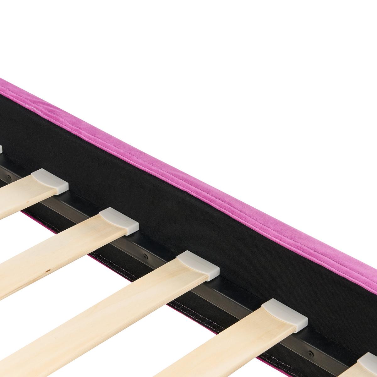 BETTRAHMENBEZUG Samtstoff 90/200 cm Fuchsia Fitou - Pink, Textil (100/214cm) - Beliani