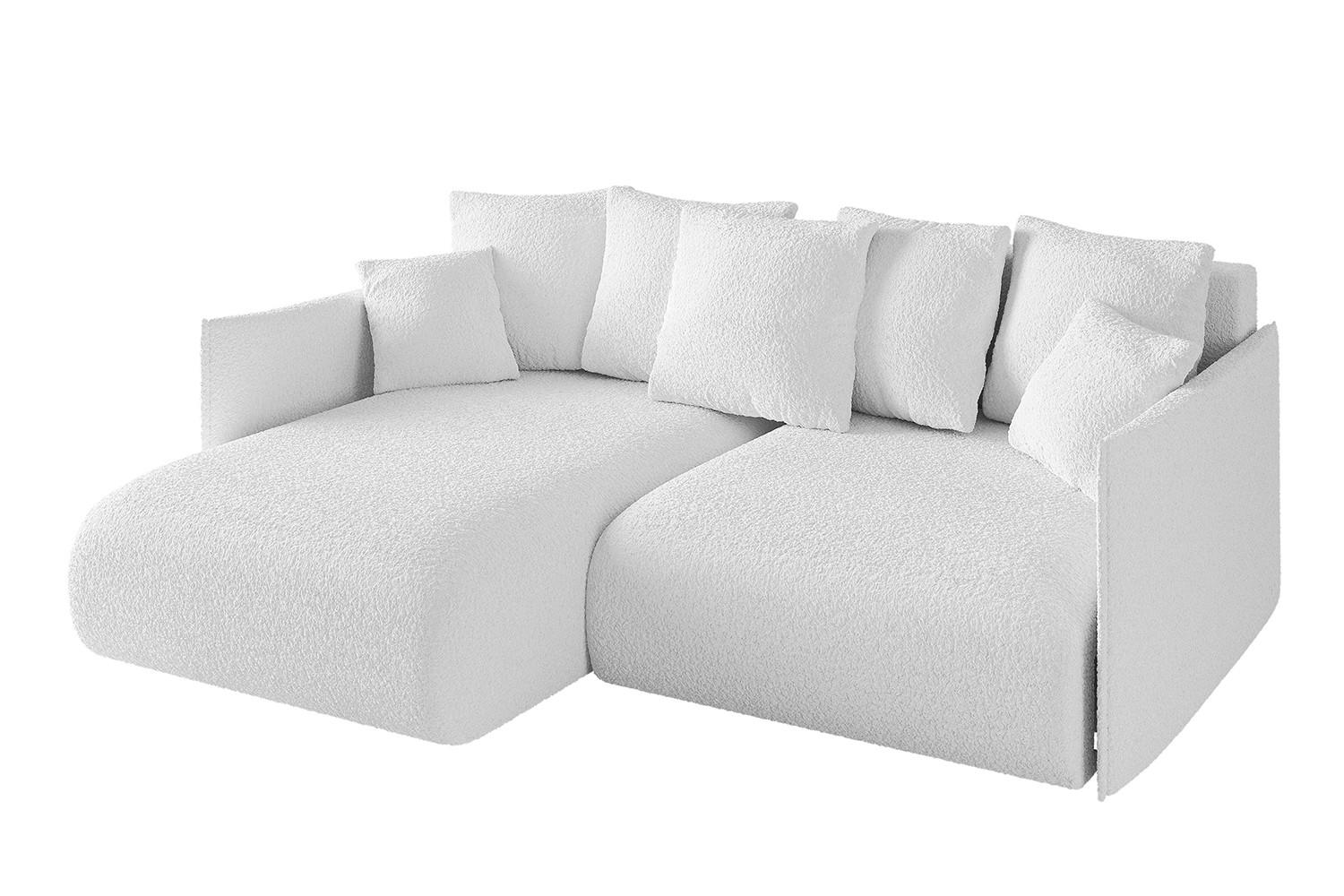 ECKSOFA Ottomane links ONESK-L 216x177x72 Weiß Bouclé - Weiß, Holzwerkstoff/Kunststoff (216/177cm) - ALTDECOR