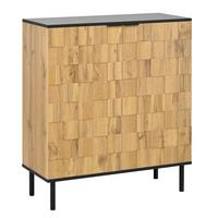 SCHUHSCHRANK holzoptik & mosaik-design mit 2 türen & verstellbaren fächern - Naturfarben, Holzwerkstoff (80/91.5/35cm) - Urban Meuble