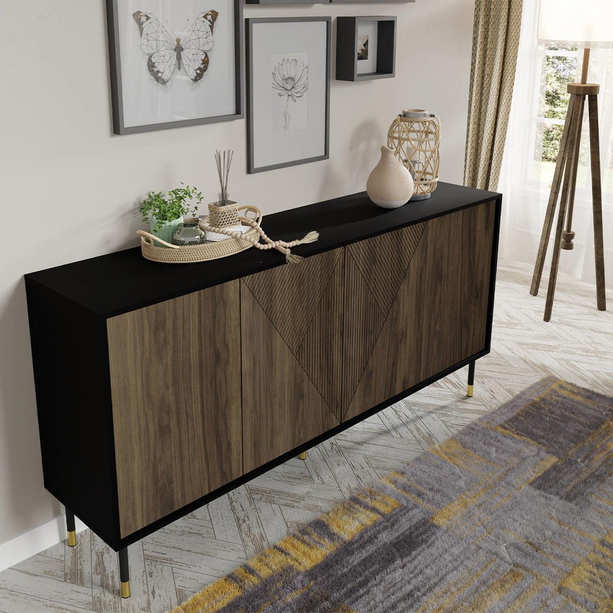 SIDEBOARD Aglaé Holz und Schwarz - Braun, Holzwerkstoff (180/88/40cm) - Petits-meubles
