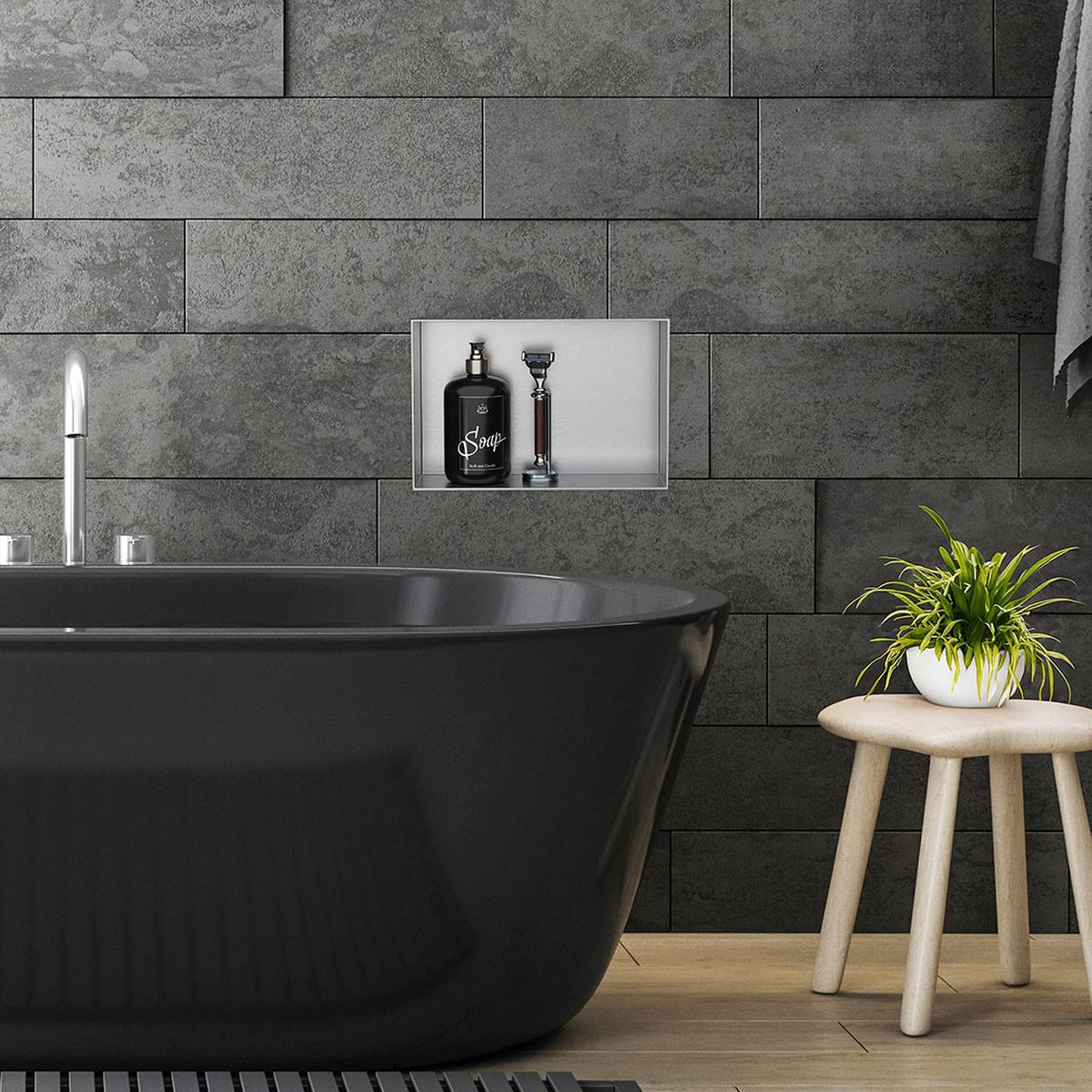 DUSCHNISCHE Silber 30/20 cm - Silberfarben, Metall (30/20/10cm) - LuxeBath