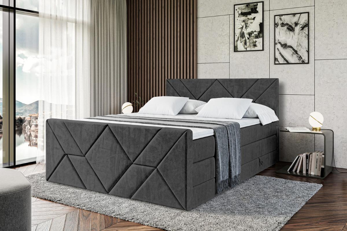 BOXSPRINGBETT BARWA-Z KING - 160x200 - H3/H4 - Schwarz - Schwarz, Holzwerkstoff (160/200cm) - ALTDECOR