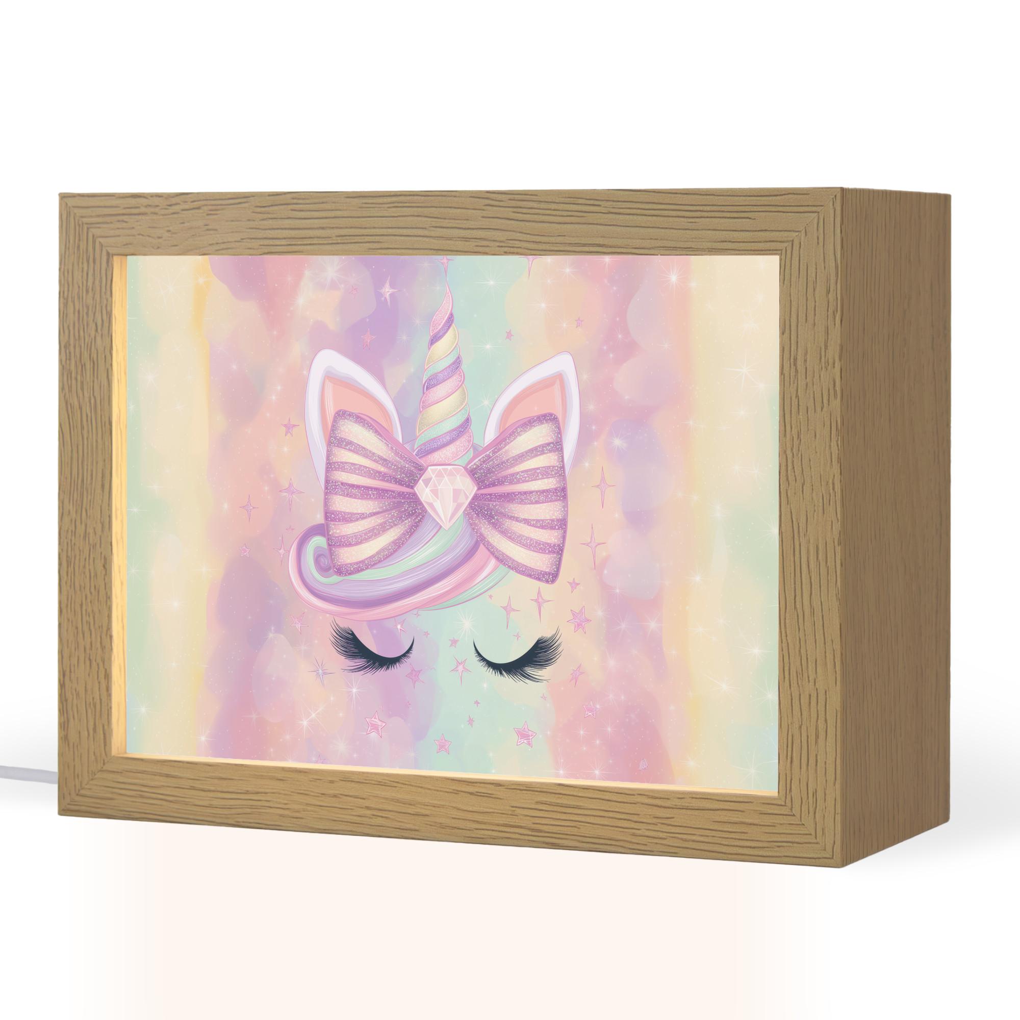 NACHTTISCHLAMPE Einhorn - Glitzer - Regenbogen - Pastell 20x15 cm - Hellrosa, Holzwerkstoff (8/20/15cm) - OnlyWow