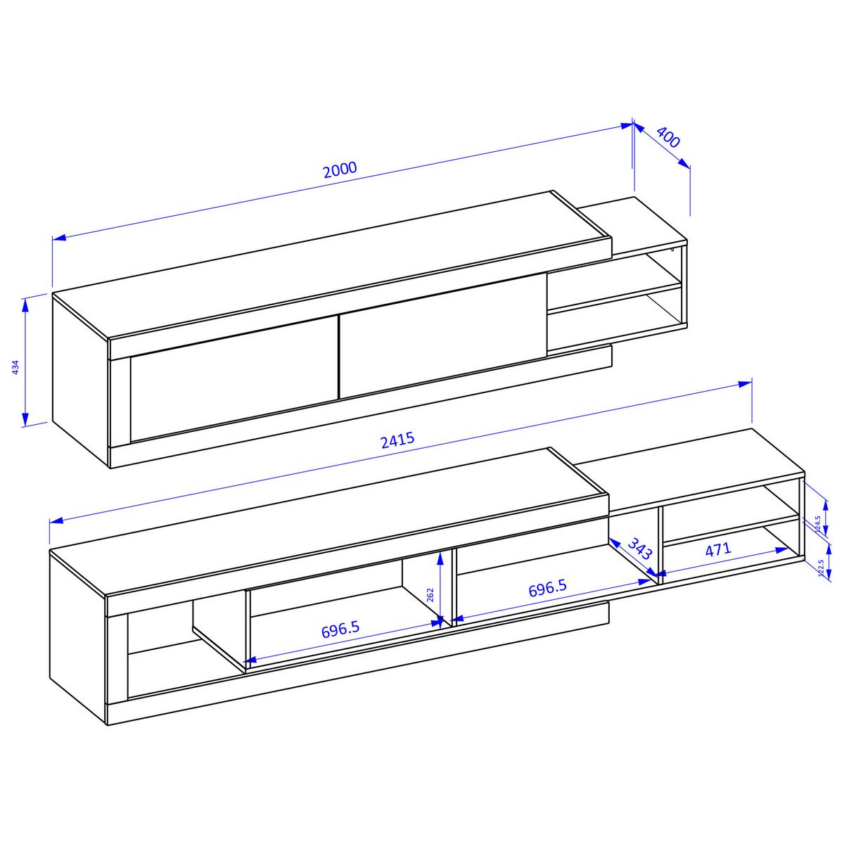 LOWBOARD SINFONIA 200x40x44 cm mit 2 Türen Eichefarben - Eichefarben, Holzwerkstoff (200/44/40cm) - MASSENO
