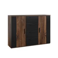 KOMMODE Alec Dunkles Holz und Schwarz - Braun, Holzwerkstoff (132/94.1/40cm) - Petits-meubles