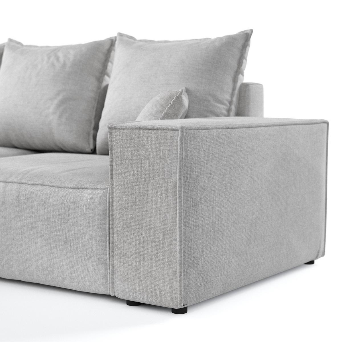 ECKSOFA SENSO mit Schlaffunktion Hellgrau im Wind Stoff - Hellgrau/Schwarz, Holz/Holzwerkstoff (255/148cm) - AltaBeds