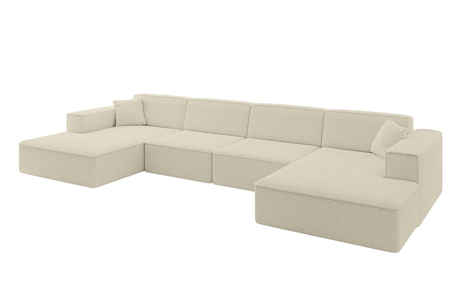 WOHNLANDSCHAFT IREA-U2-v4 - 386x165x77 cm Beige - Hellbraun/Creme, Holzwerkstoff/Textil (386/77/165cm) - ALTDECOR