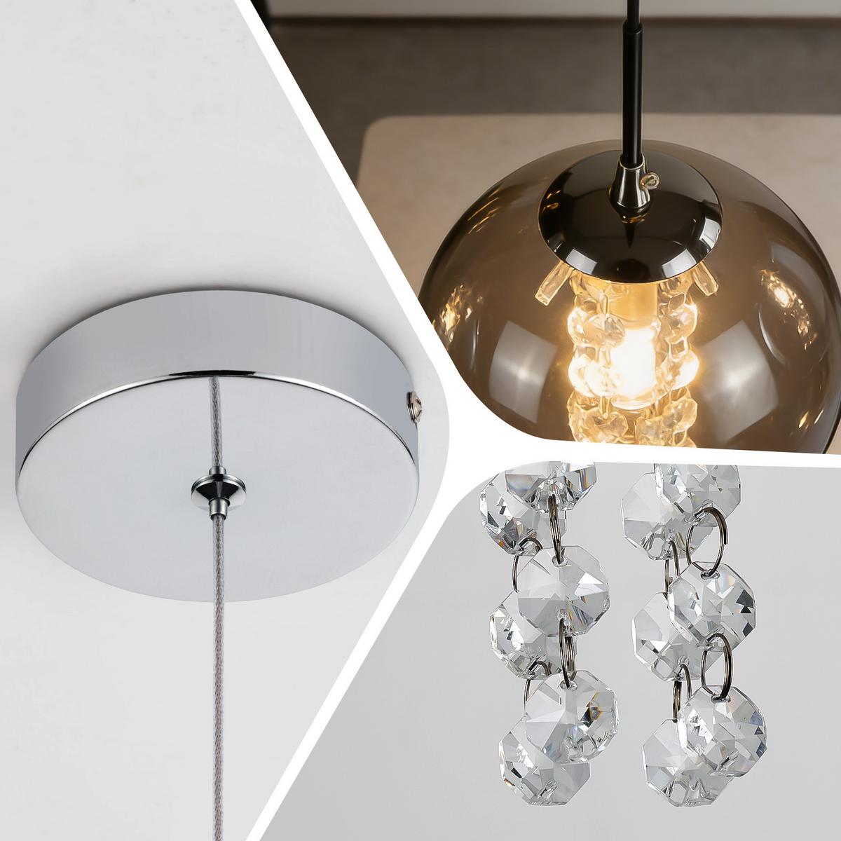 PENDELLEUCHTE Calenor 15/10/150 cm - Grau, Glas (15/10/150cm) - ZMH