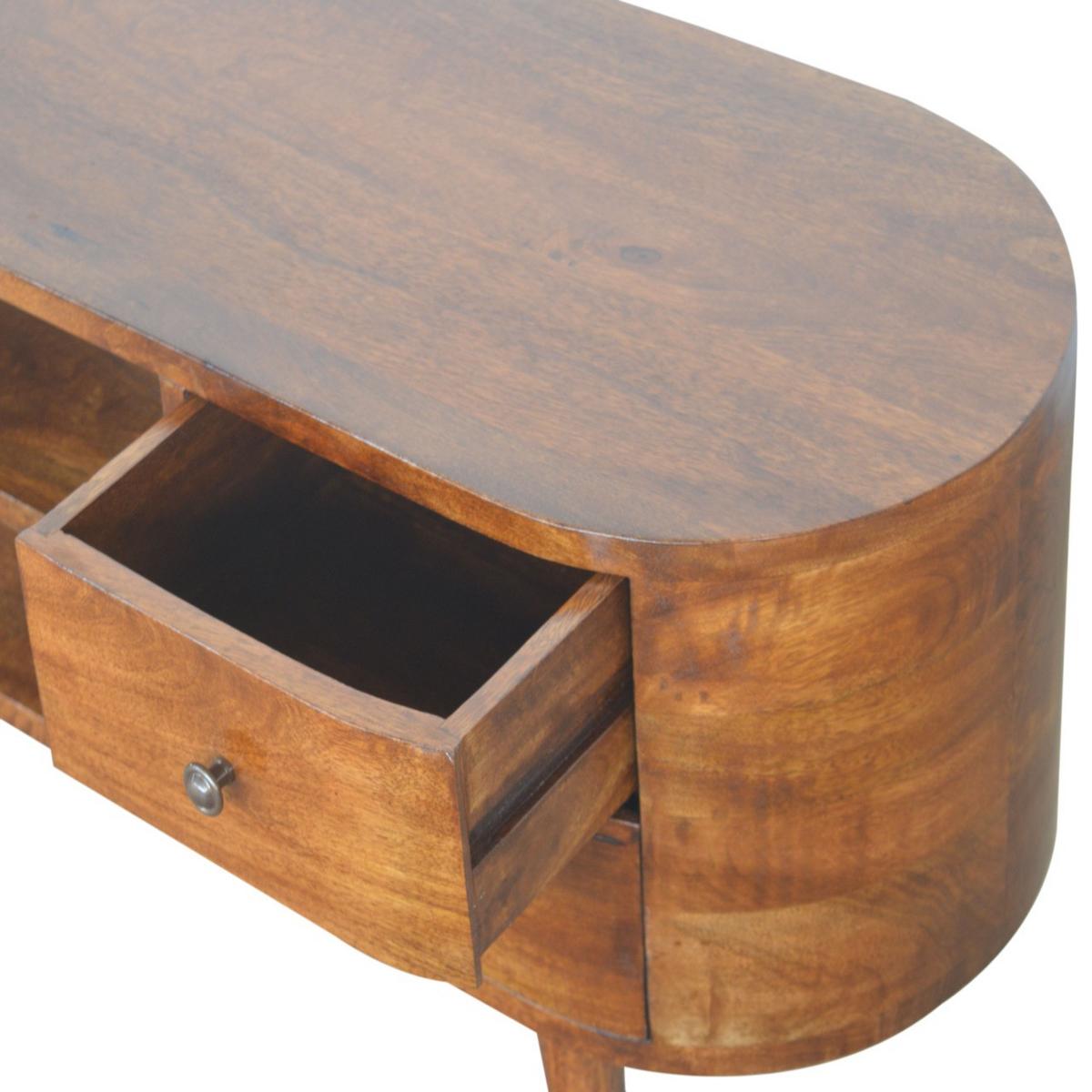 UNTERHALTUNGSMÖBEL in Kastanien-Finish,4 Schubladen, 2 Offene Regale, Beine im Nordischen Stil - Messingfarben/Braun, Holz/Metall (110/47/35cm) - Artisan Furniture