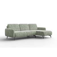 ECKSOFA FEBE 4-Sitzer RECHTS, hellgrüner Chenille-Stoff - Schwarz/Hellgrün, Holz/Textil (264/157cm) - Wozimo