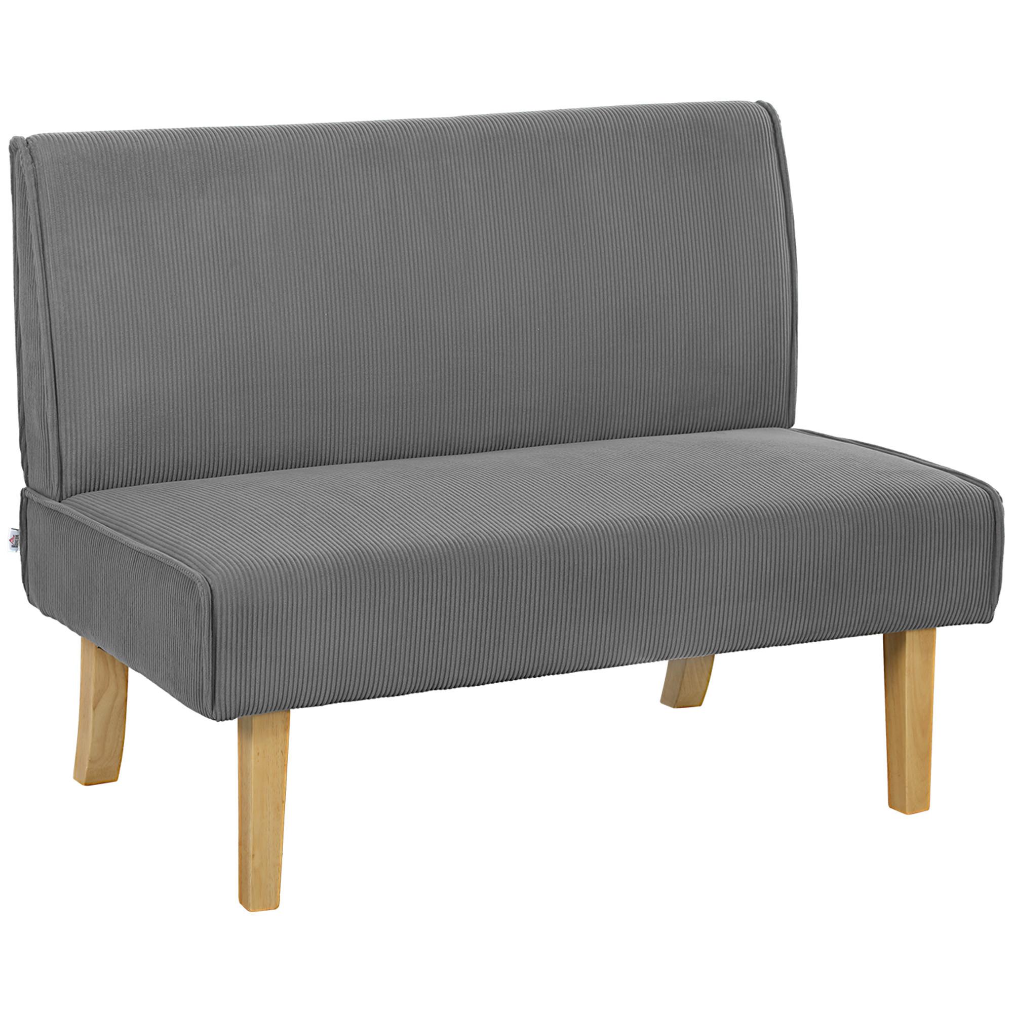 SOFA 2 Sitzer, mit Cord-Optik, 110 x 62 x 85 cm, Grau - Grau, Textil (62/85/110cm) - HOMCOM