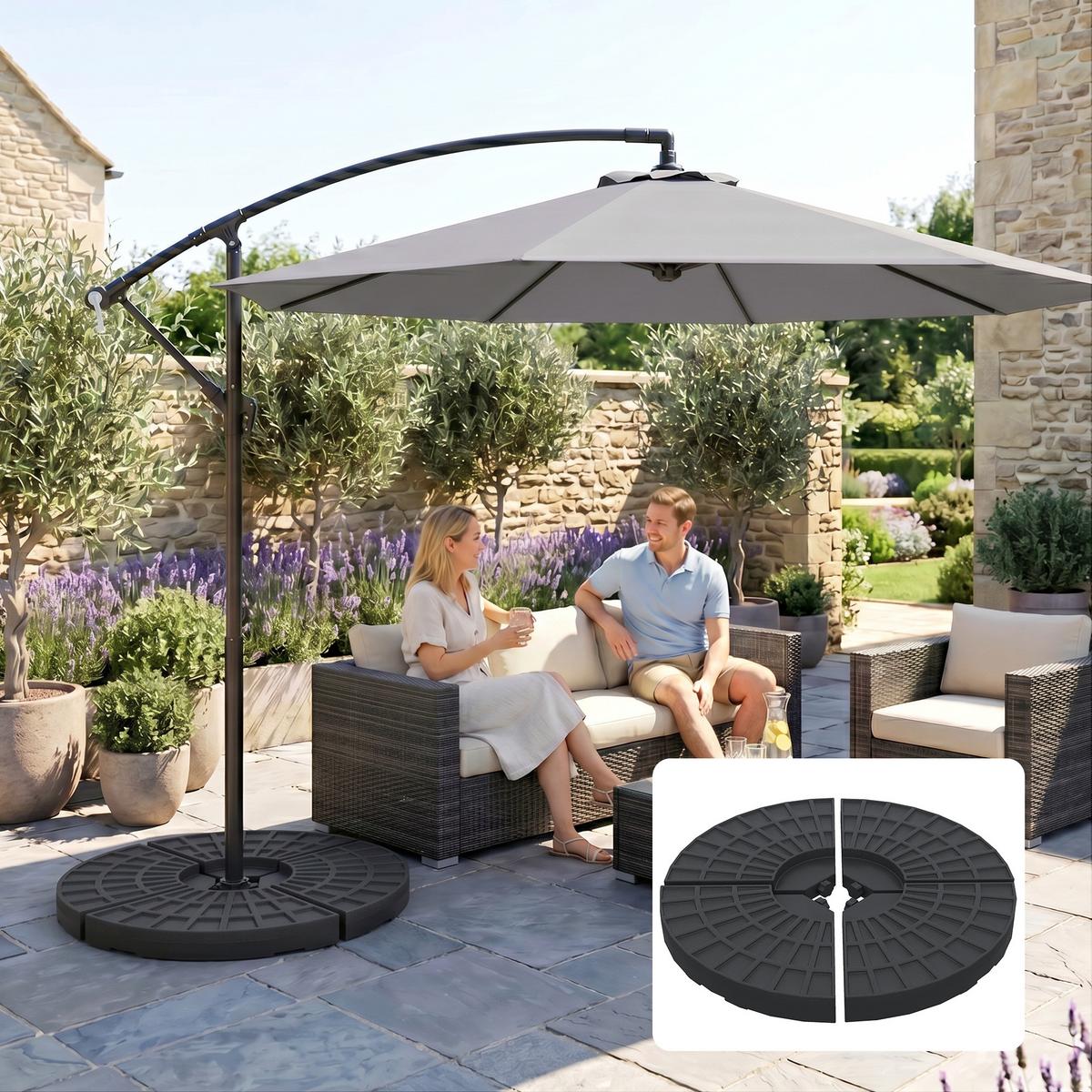 SONNENSCHIRMGEWICHT 4er-Set für Sonnenschirm mit 52 kg Wasser oder 68 kg Sand befüllbar HDPE Schwarz - Schwarz, Kunststoff (48/48cm) - Outsunny