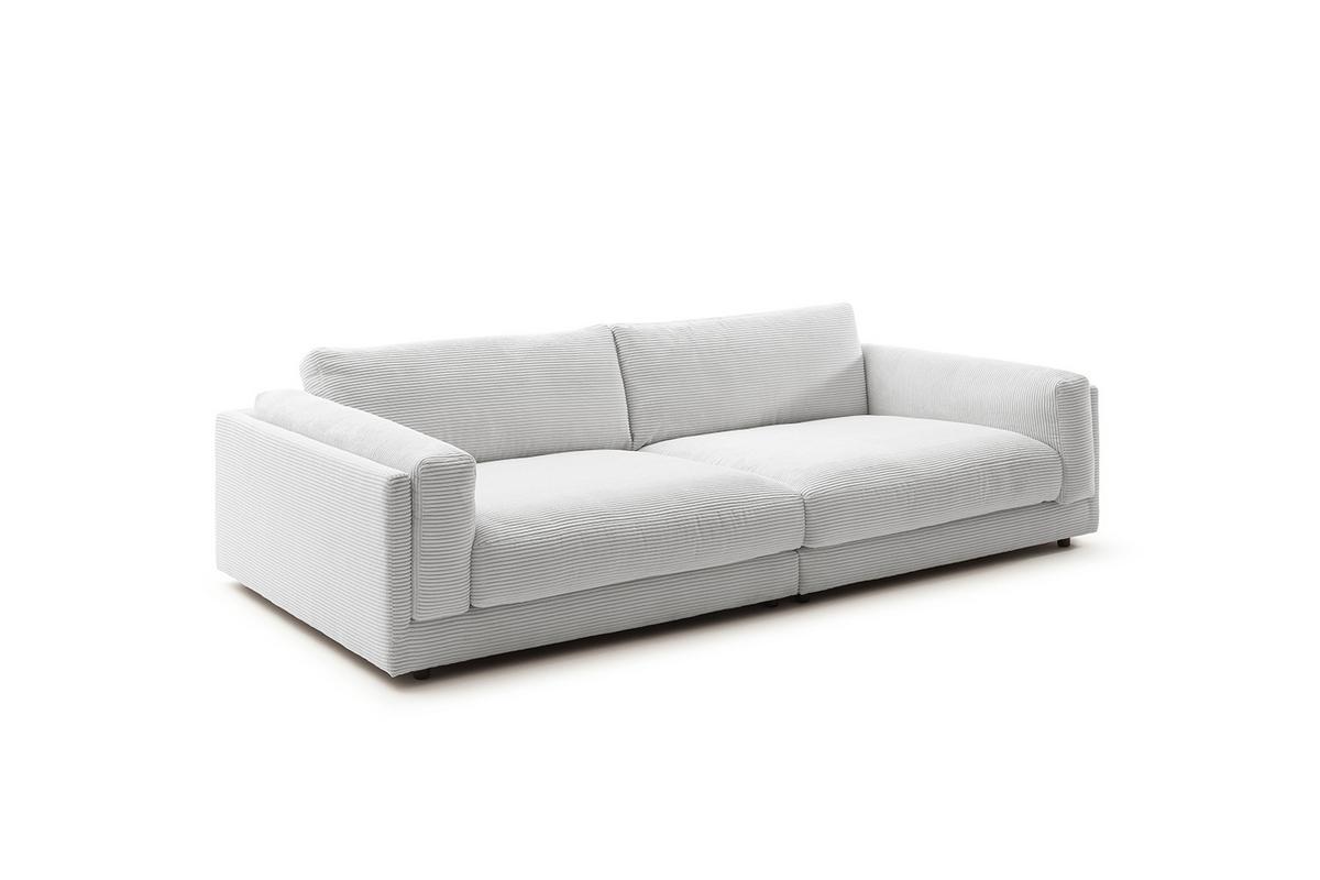 BIG SOFA RAINA Hellgrau Cord - Hellgrau/Schwarz, Kunststoff/Textil (294/85/150cm) - KAWOLA