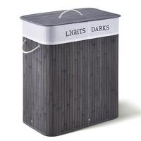 WÄSCHEKORB Curly 100 L grau - Grau, Holz (52/63/32cm) - Juskys