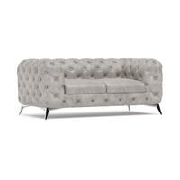 CHESTERFIELD-SOFA 2-Sitzer Quantum Grau Samt - Silberfarben/Grau, Holz/Textil (185/75/100cm) - S-Style Möbel