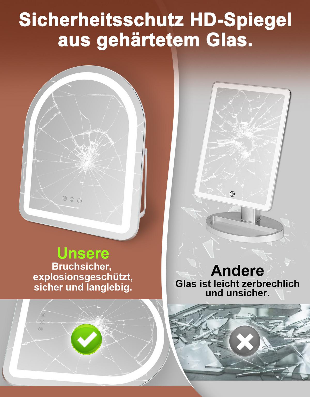 SCHMINKSPIEGEL Fenris 35/3/45 cm - Weiß, Glas/Metall (3/45/35cm) - ZMH