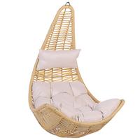 HÄNGESESSEL PE Rattan natürlich/beige mit Sitzkissen Atri II - Beige/Naturfarben, Kunststoff (83/120/80cm) - Beliani