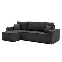 ECKSOFA Paris mit Schlaffunktion Cord - Schwarz, Textil (244/155cm) - Idohome