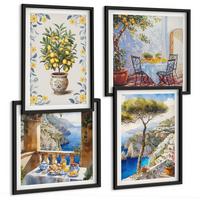 BILDER SET 4er Set - 50x50 cm & 40x60 cm Schwarzer Rahmen - Gemälde von Zitronenbäumen - Schwarz, Kunststoff (50/50cm) - TULUP