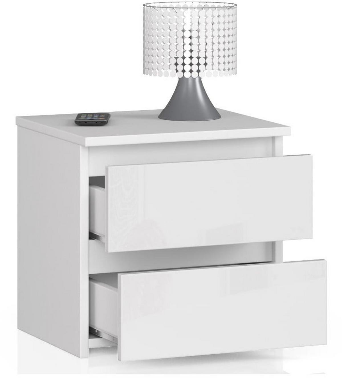 NACHTTISCH Weiß, Weiß Glanz 40/40/35 - Weiß, Holzwerkstoff (40/40/35cm) - RAUMHIRSCH FURNITURE