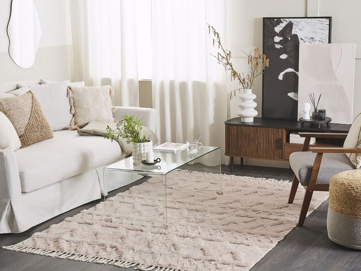 KURZFLOR-TEPPICH Didim 230/160 cm - Beige, Textil (160/230cm) - Beliani