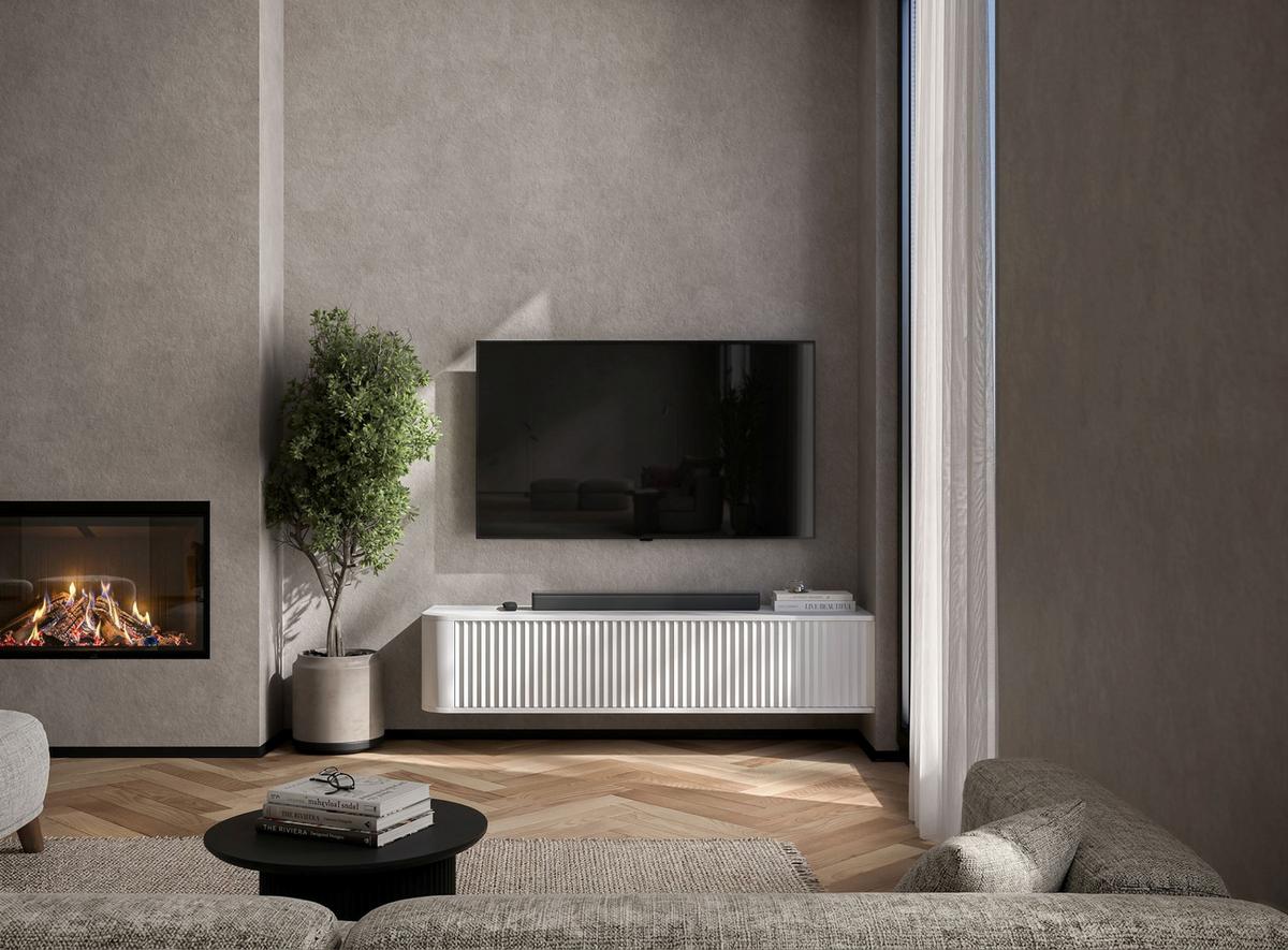 TV-LOWBOARD Aurora Weiß matt 140 cm - Weiß, Holzwerkstoff (140/30/35cm) - Meble Lindner