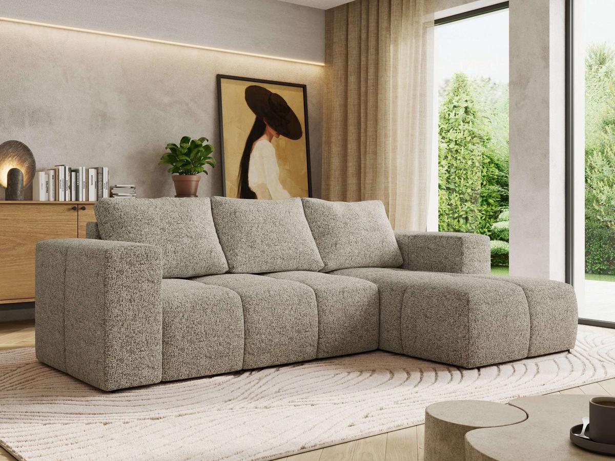 ECKSOFA MONIVA Beige Strukture - Rechts - Beige/Schwarz, Kunststoff/Textil (266/164cm) - MKS