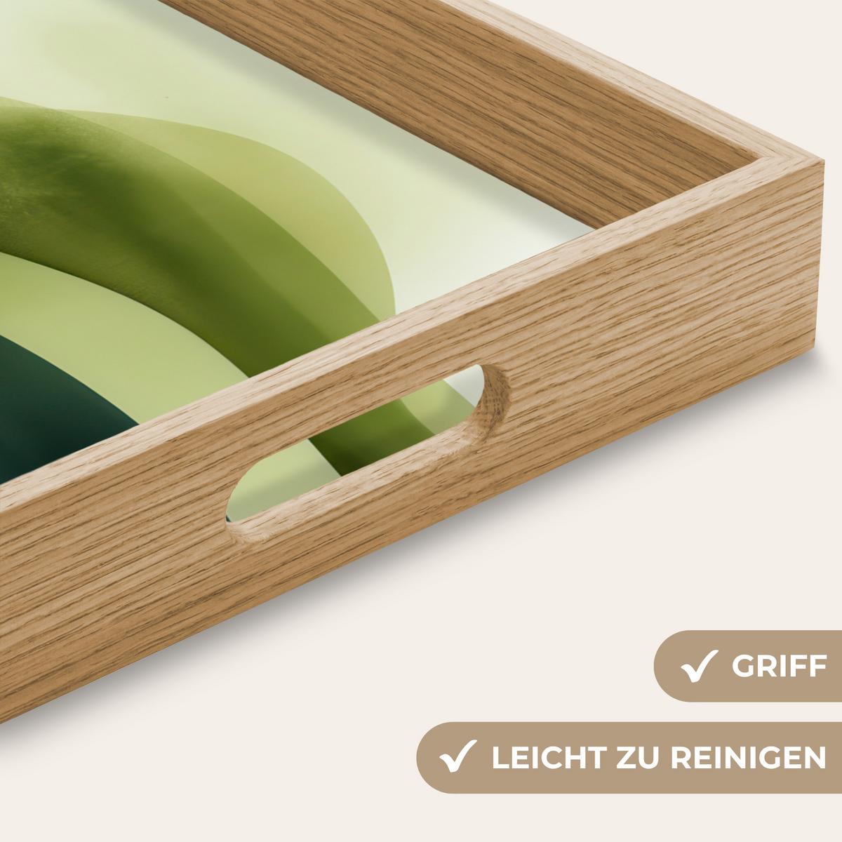TABLETT Wellen - Abstrakt - Hellgrün - Ornamental 50x35 cm - Grün, Holz (50/5/5cm) - OnlyWow