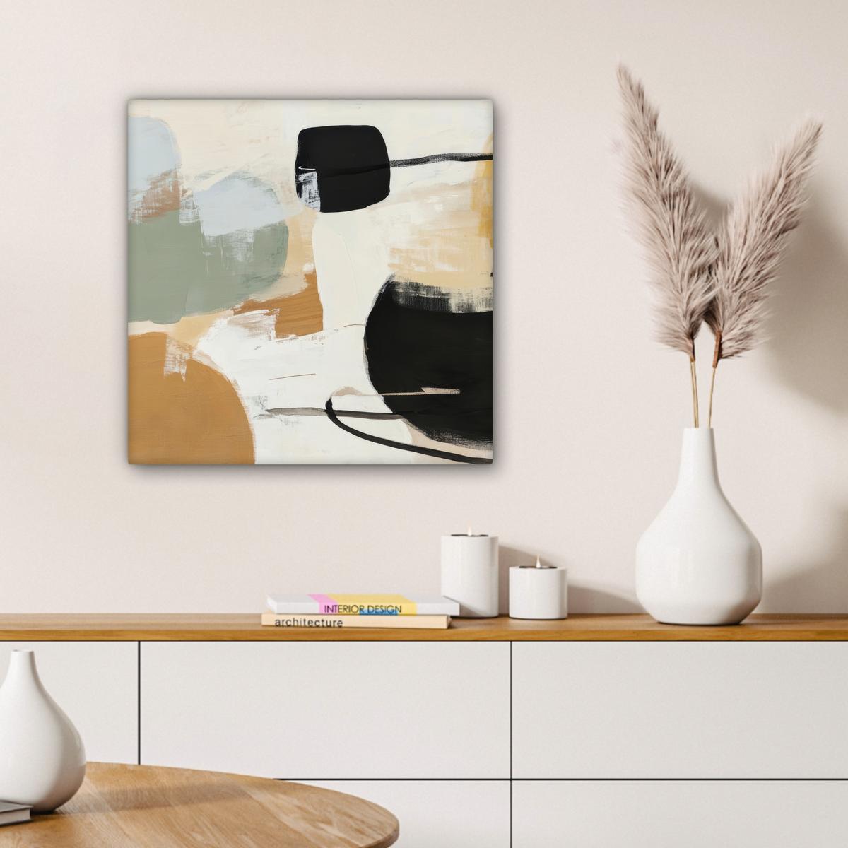 LEINWANDBILD Farbe - Abstrakt - Farben Wandbild Wohnzimmer 50x50 cm - Currygelb, Textil (50/50cm) - MuchoWow