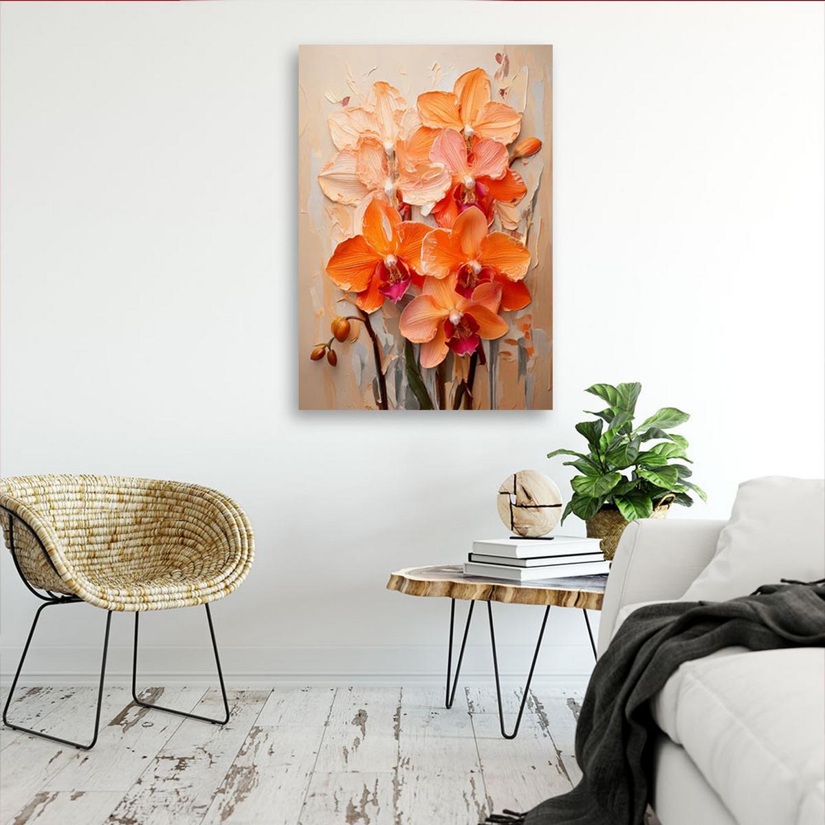 LEINWANDBILD Blumen 60x90cm - Orange, Textil (60/90cm) - Feeby