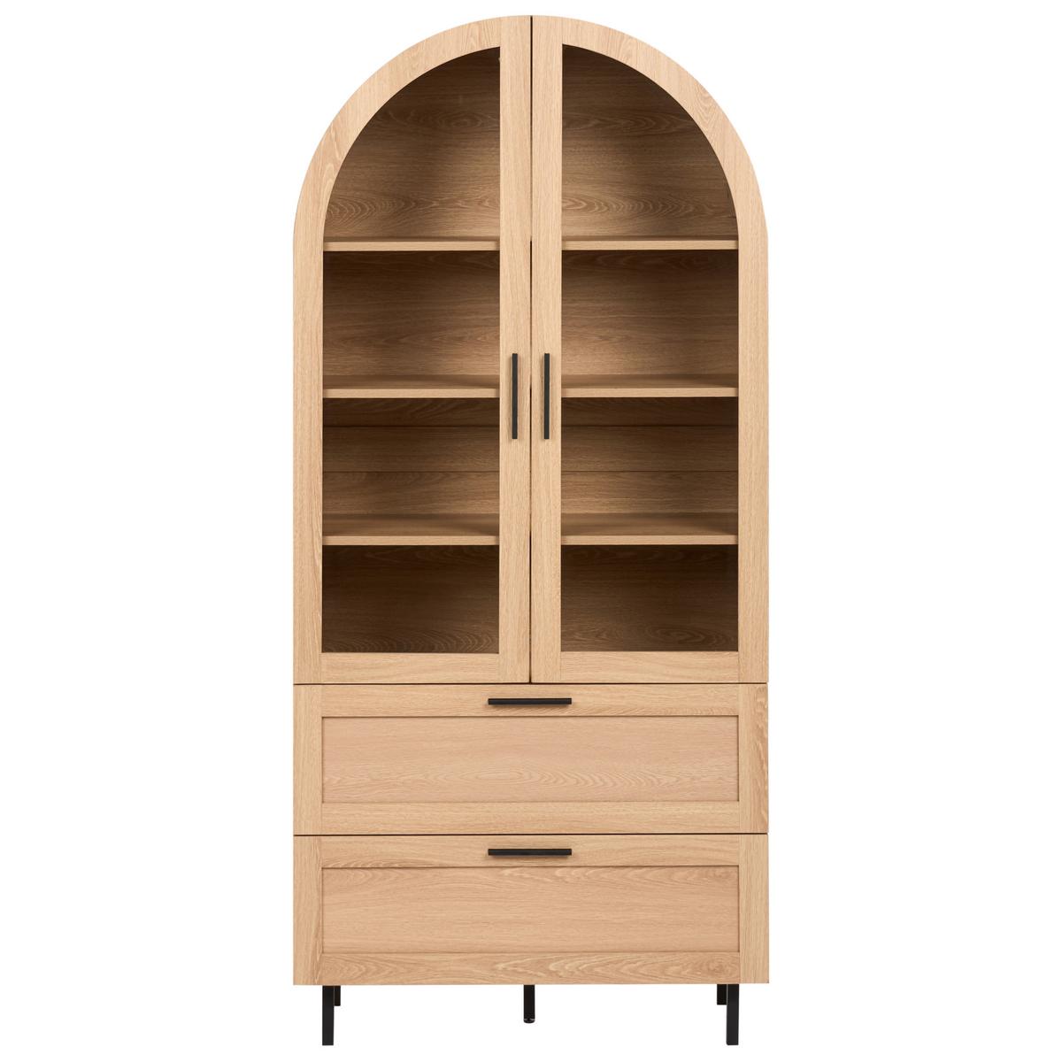 VITRINE mit Glastüren 80 cm Hellbraun Lachine - Hellbraun/Braun, Holzwerkstoff (80/175/40cm) - Beliani