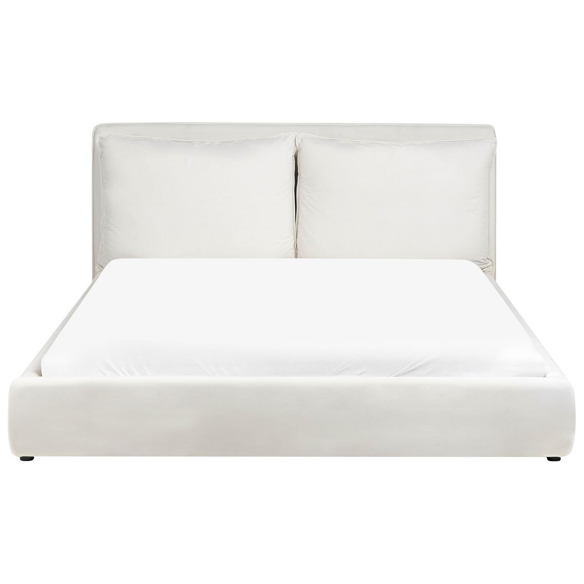 BETT mit Lattenrost 180/200 cm Cremeweiß Bajonna - Schwarz/Weiß, Textil (180/200cm) - Beliani