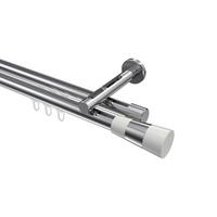 GARDINENSTANGE INNENLAUF Siteno Tanara 520 cm (geteilt in 4 x 130 cm), 2-läufig, 20 mm Ø Chrom - Chromfarben/Weiß, Metall (520cm) - INTERDECO