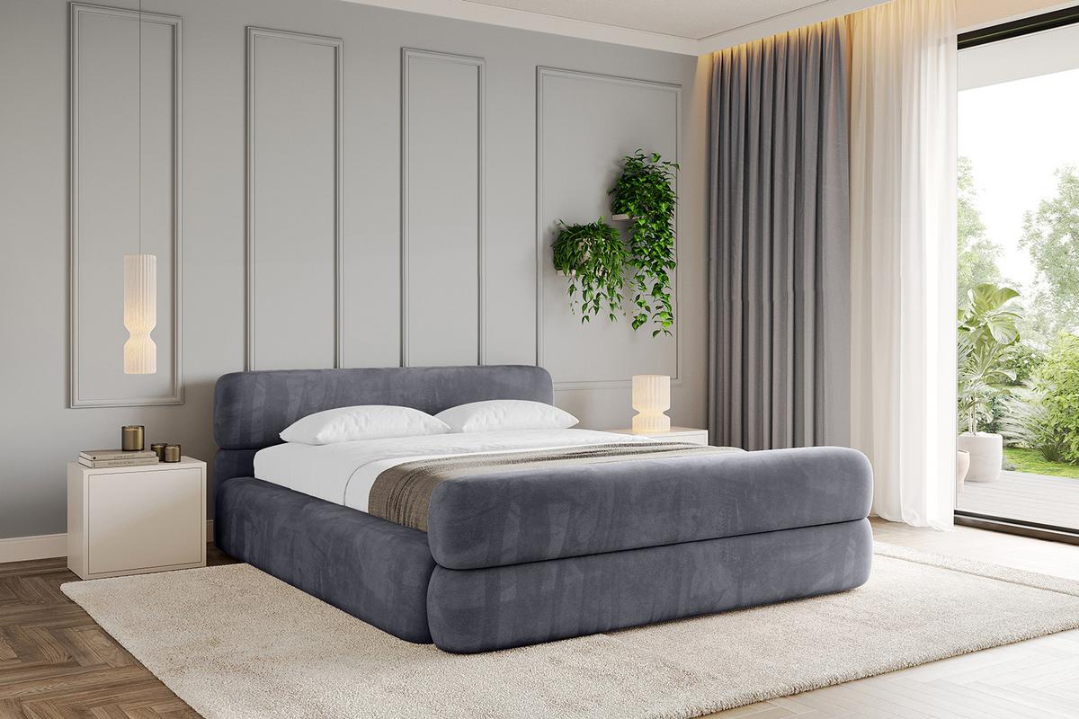 POLSTERBETT mit Bettkasten, Fußteil und Lattenrost, Boxbett mit Matratze H3/H4 - ENORA-Z-V1 180x200 Dunkelgrau - Dunkelgrau, Holzwerkstoff/Textil (180/200cm) - ALTDECOR