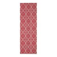 BAUMWOLLTEPPICH-LÄUFER Riga geometrisch 66/200 cm - Rot, Textil (66/200cm) - Homescapes