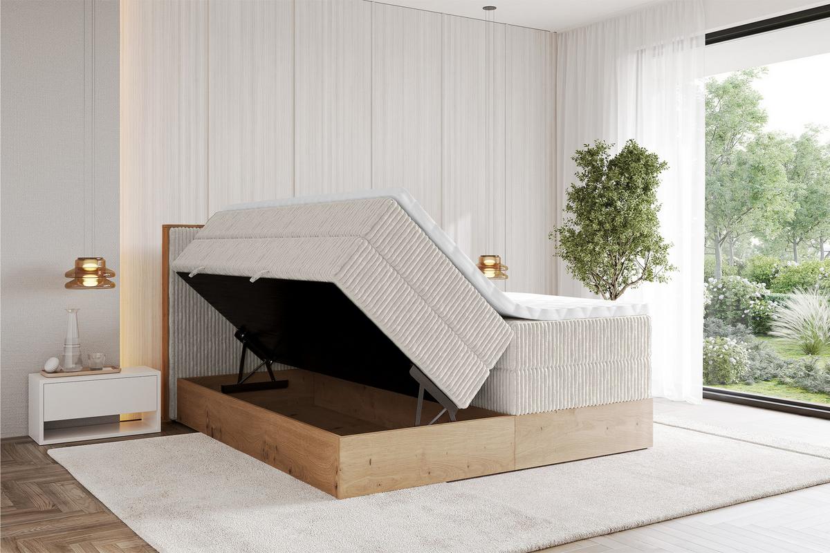 BOXSPRINGBETT LOLLI9 -KING 140x200 - H3/H4 Creme - Creme, Holzwerkstoff (140/200cm) - ALTDECOR