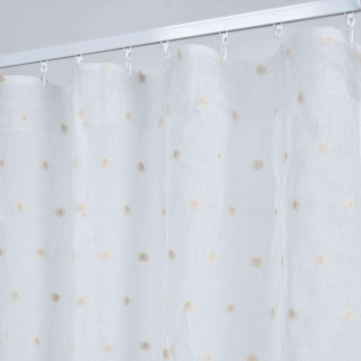 GARDINE VALENCIA HxB 245x145 cm Natur Taupe Pompom - Weiß, Textil (145/245cm)