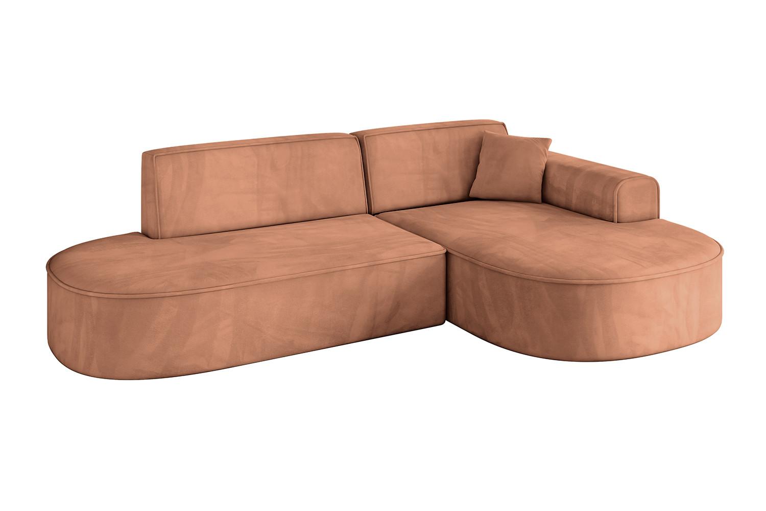 ECKSOFA Ottomane Rechts MARI-L1 - 243x171x79 cm Orange Velours - Schwarz/Orange, Holzwerkstoff/Kunststoff (171/243cm) - ALTDECOR