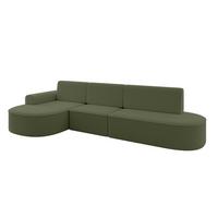 ECKSOFA mit Schlaffunktion Ottomane Links MARI L2-S 368X167X85 Grün Bouclé - Schwarz/Grün, Holzwerkstoff/Kunststoff (368/167cm) - ALTDECOR