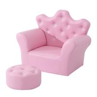 KINDERSOFA mit Ottomane Kindersessel Softsofa mit Kristallknöpfen Hocker Rosa - Rosa, Holz (405/49/58cm) - HOMCOM